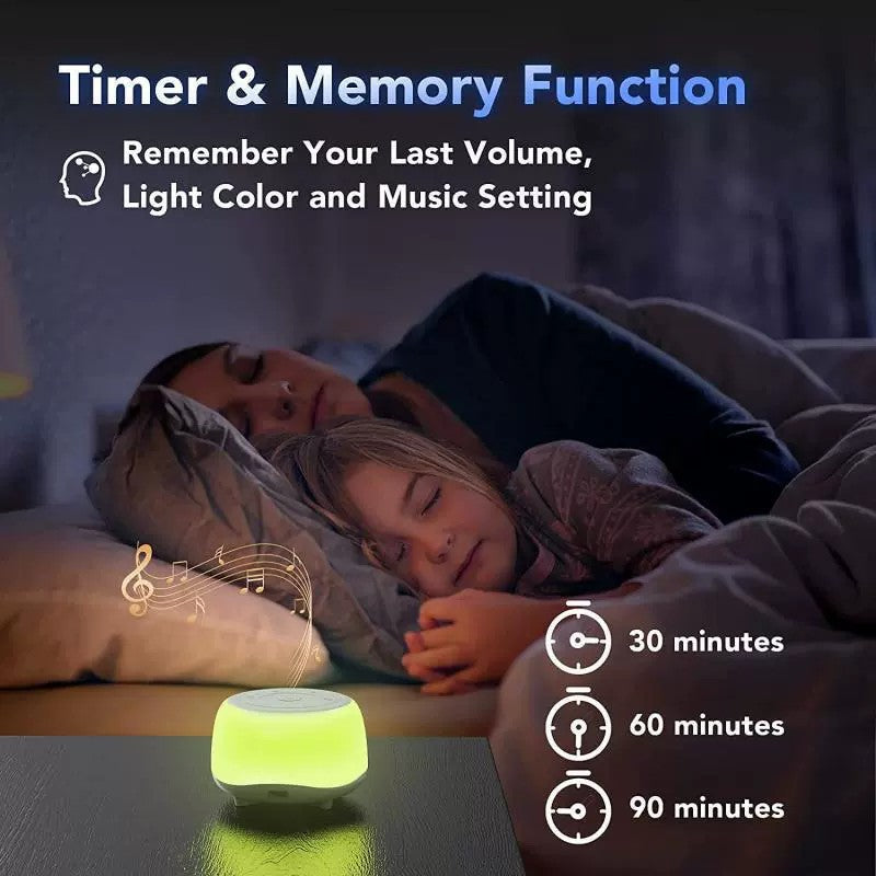 Portable Sound Machine with White Noise, Night Light, and Speaker for Soothing Sleep and Relaxation