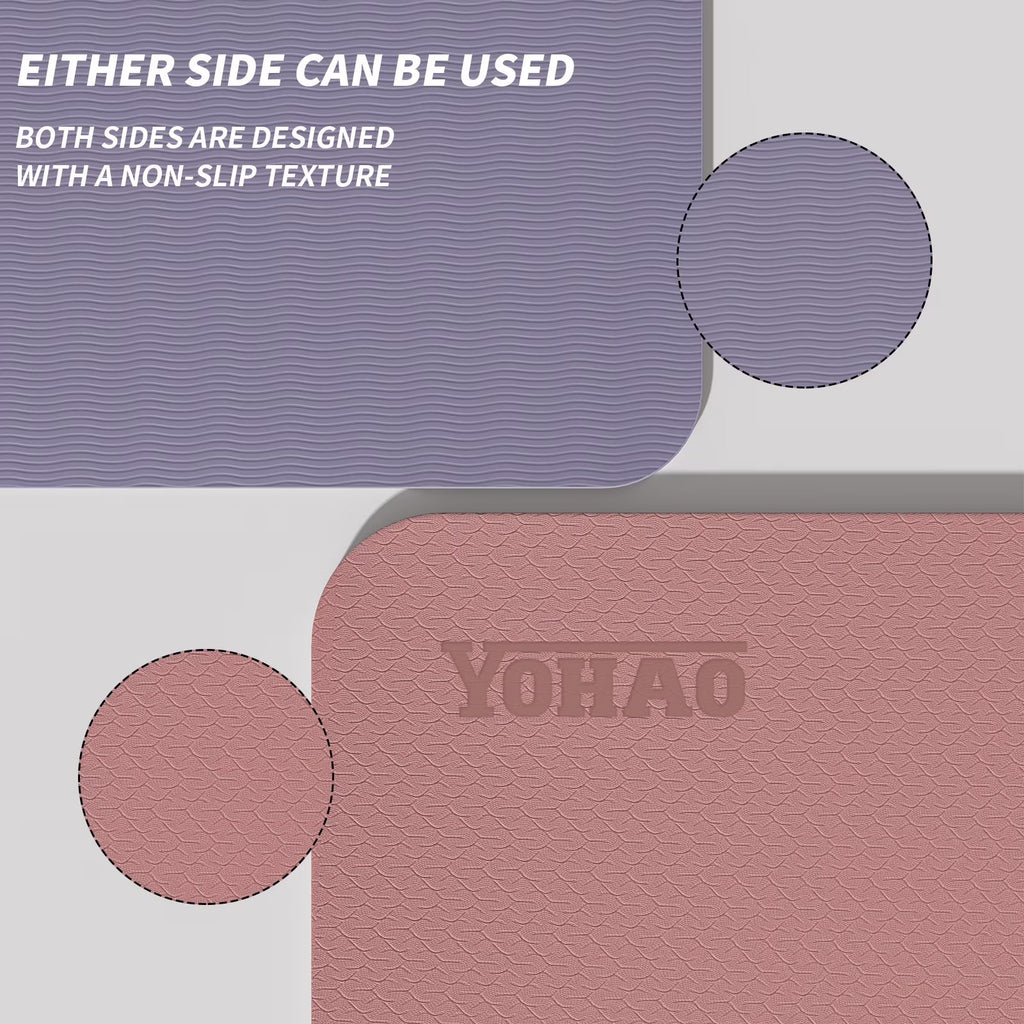 8Mm Large Yoga Mat (6'X 4') with Soft Fabric - Extra Long and Wide 72 X 48 X 0.32 Inches, Non-Slip Surface, Eco-Friendly, Lightweight, Thick Wide Yoga Mat for Home Workouts.(Deep Pink+Gray)
