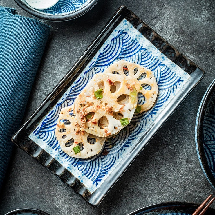 Rectangular Japanese Style Sushi Sashimi Plate and Cup