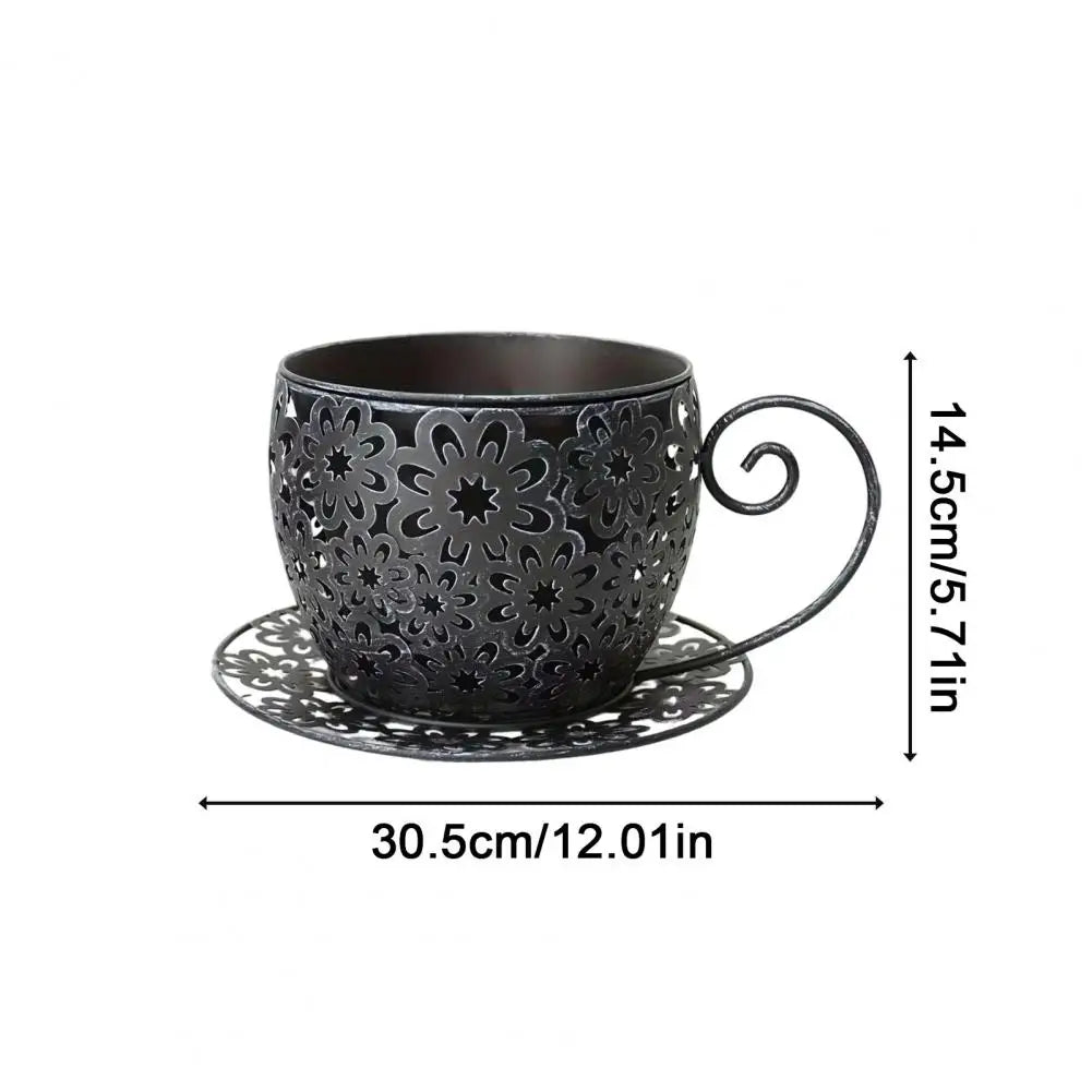 Teacup-Shaped Floral Cutout Planter – Decorative Indoor & Outdoor Accent