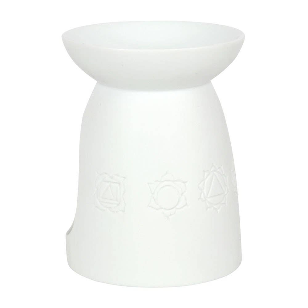 White Ceramic Seven Chakra Tealight Wax Warmer