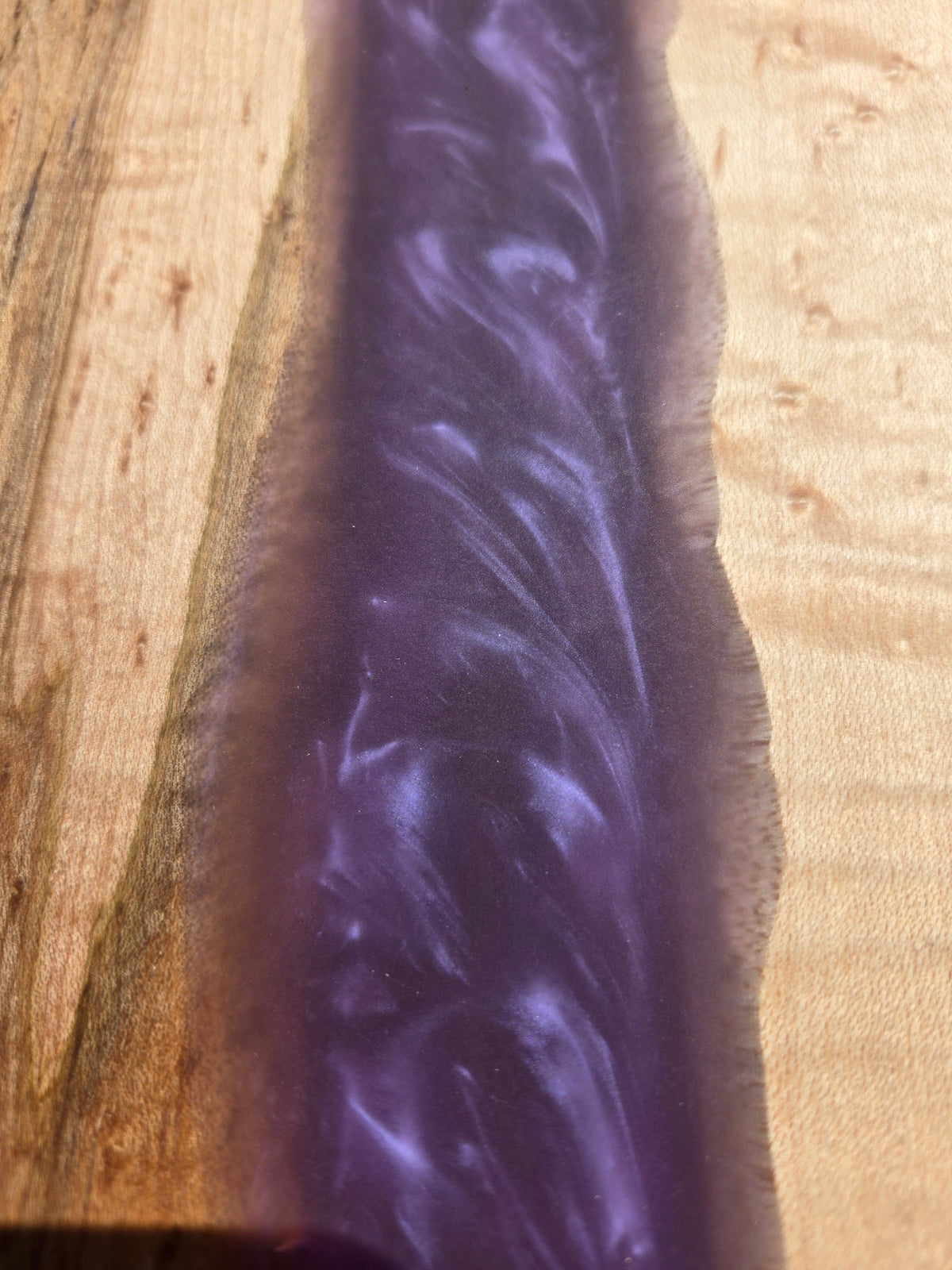 Birds Eye Maple & Purple Epoxy Charcuterie Board – Handmade Serving Board, Rustic Kitchen Decor, Gift for Entertainer