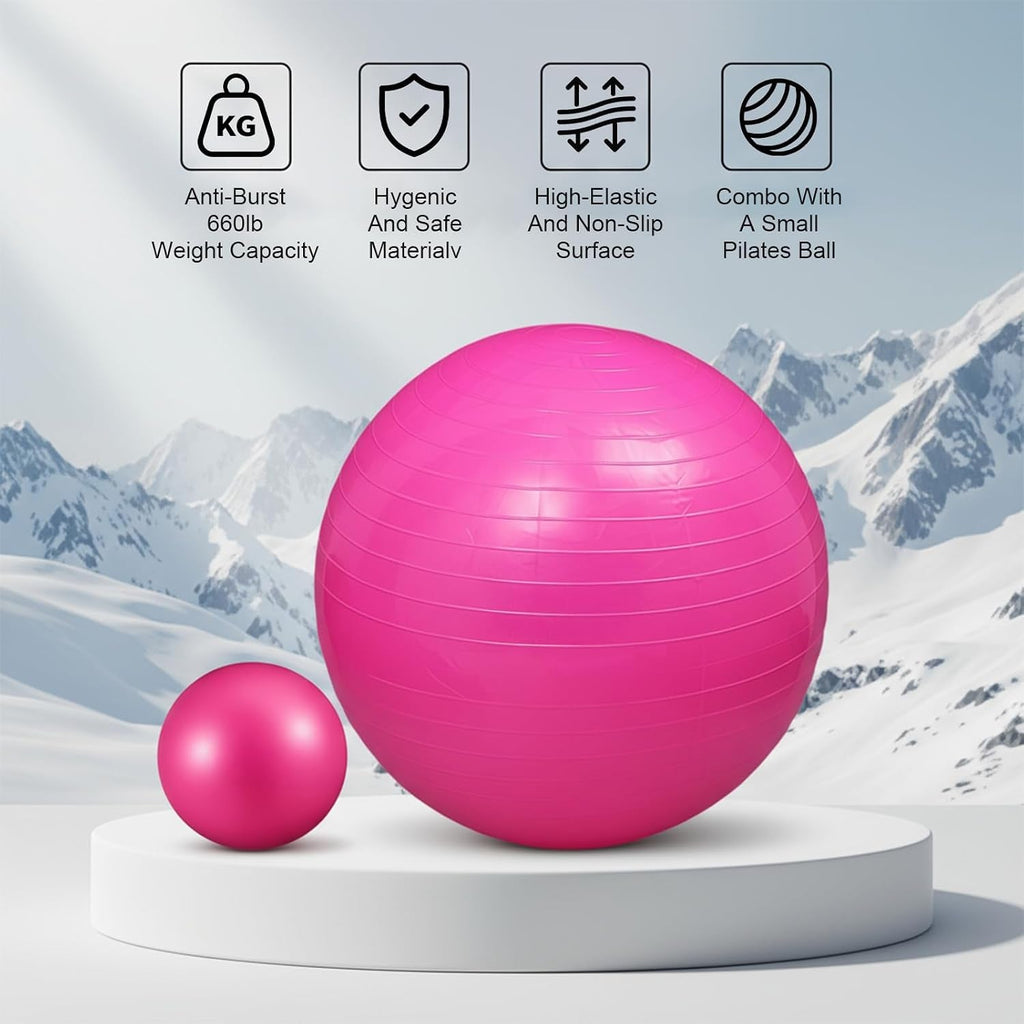 2-Pack 25-Inch Anti-Burst Yoga Balls – Non-Slip Stability Balls