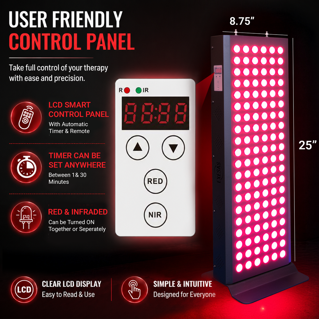 EXESAS 120 LED, 600W Dual-Chip, Red Light Therapy Device for Full Body, 4-Wavelengths Infrared LED Panel for Skin, Weight, Pain, Wellness