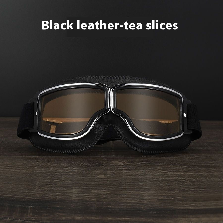 Men’s Retro Motorcycle Goggles with Adjustable Strap for Outdoor Sports