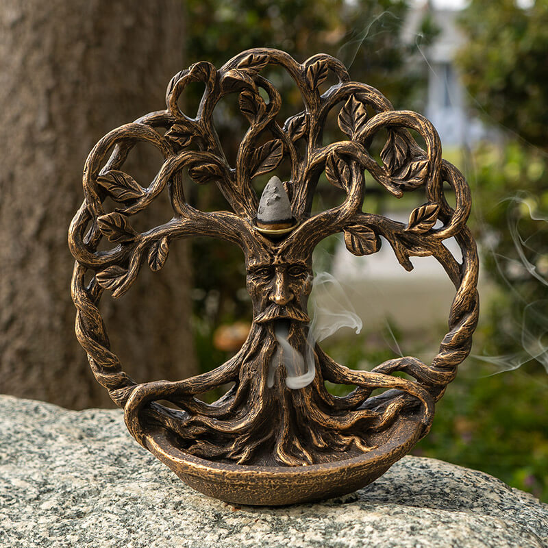 Tree of Life Greenman Backflow Incense Burner