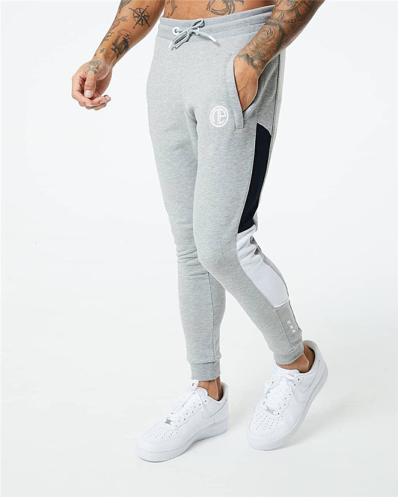 Fitness 2-Piece Suit Splicing Contrast Color Hooded Suit