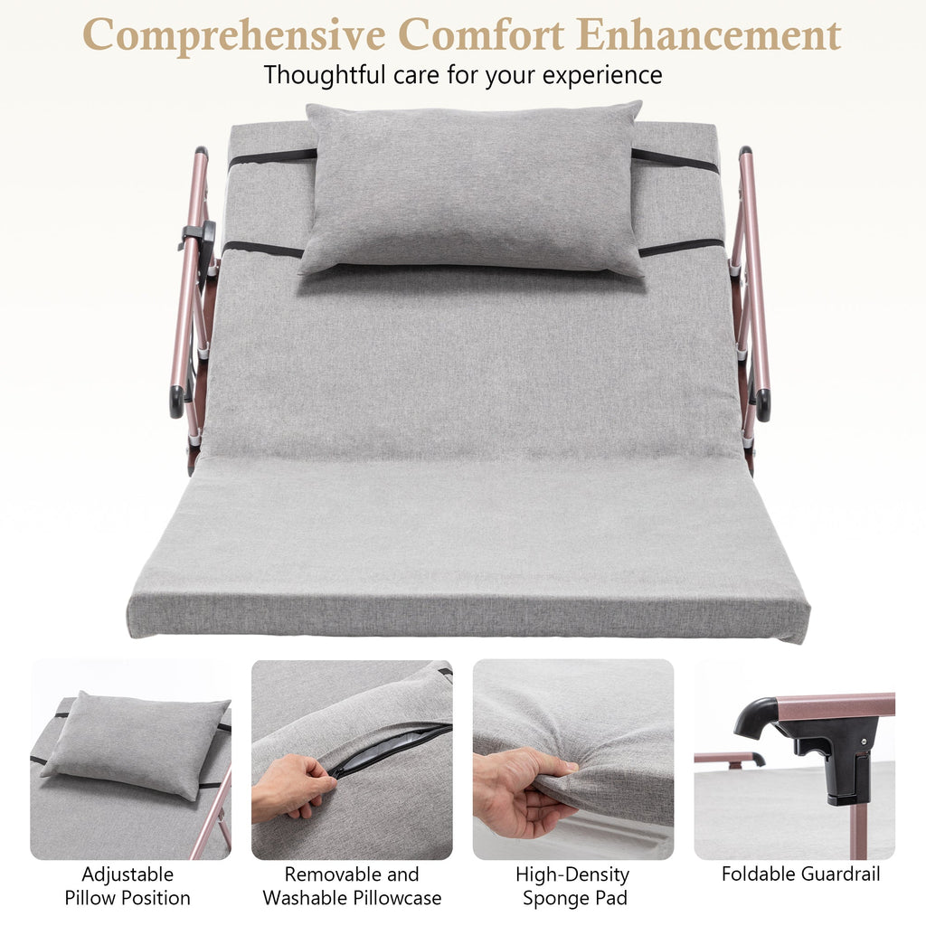 Bed Backrest Electric Adjustable 68 Degree Safety Rails Remote 300 LB 74 In