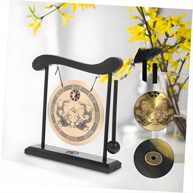 Bronze Meditation Gong with Wooden Frame and Mallet