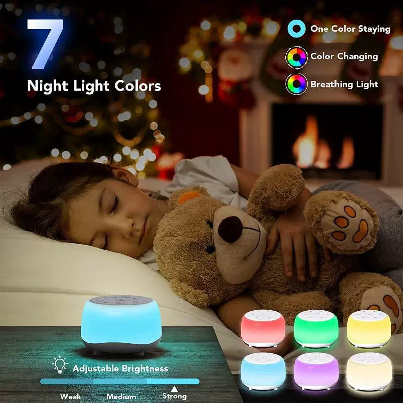 Portable Sound Machine with White Noise, Night Light, and Speaker for Soothing Sleep and Relaxation
