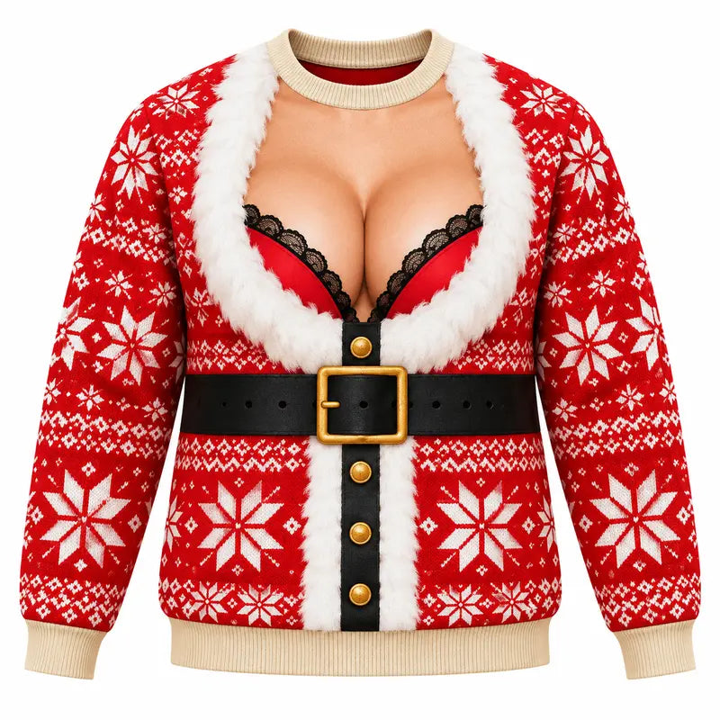 Funny Ugly Christmas Knitted Sweater – Hilarious Holiday Party Jumper, Festive Crewneck Pullover for Men & Women