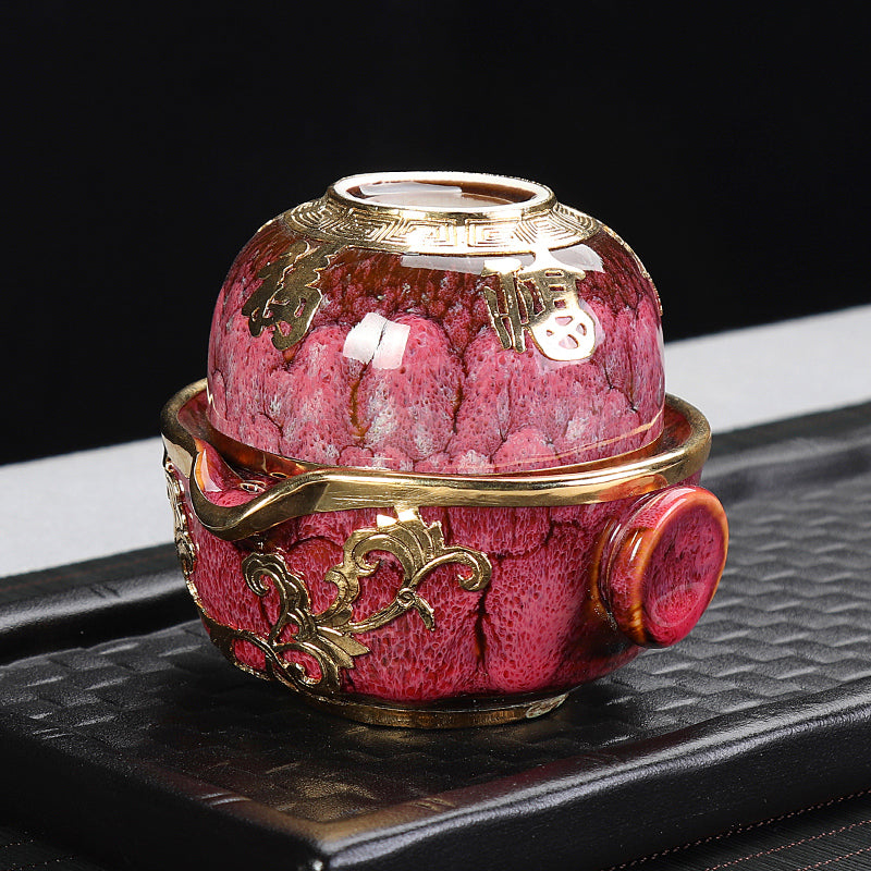 Porcelain Kungfu Travel Tea Set with Teapot & Cups