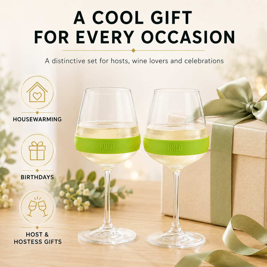 Stemmed Acrylic Cooling Wine  Glasses 14oz | Set of 2 | Green
