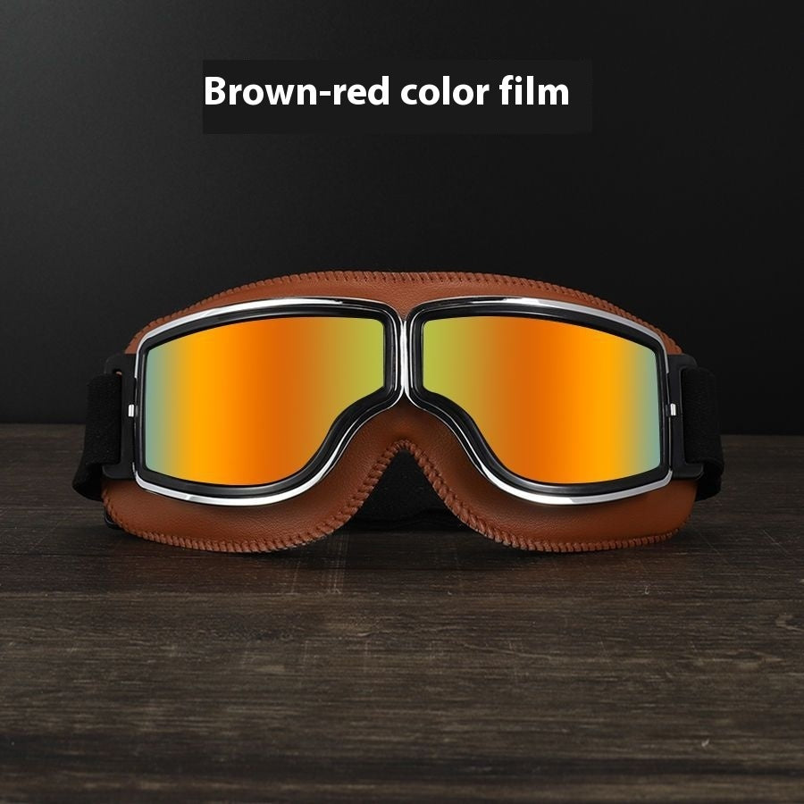 Men’s Retro Motorcycle Goggles with Adjustable Strap for Outdoor Sports