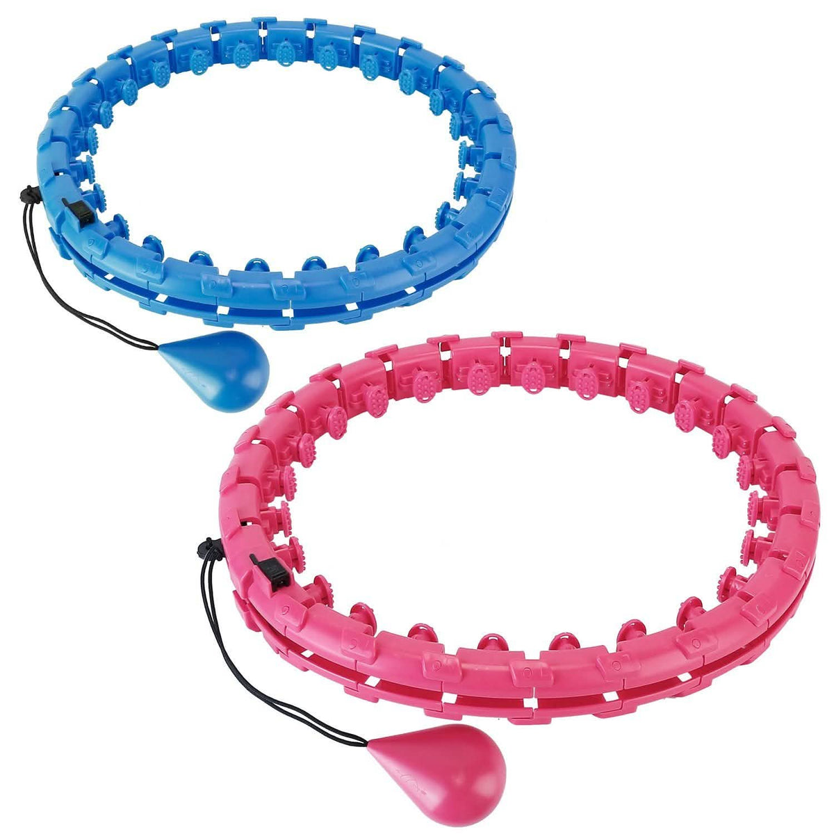 2-in-1 Fitness Hoop 24 Knots Abdomen Fitness Massage Hoops Weighted with 360 Auto Spinning Ball Detachable Knots