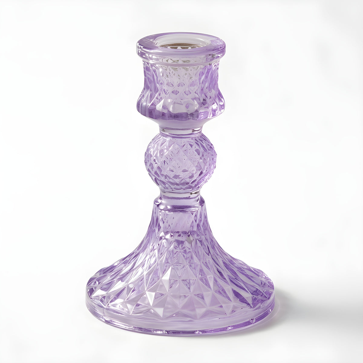 Colored Glass Taper Holder | Light Purple