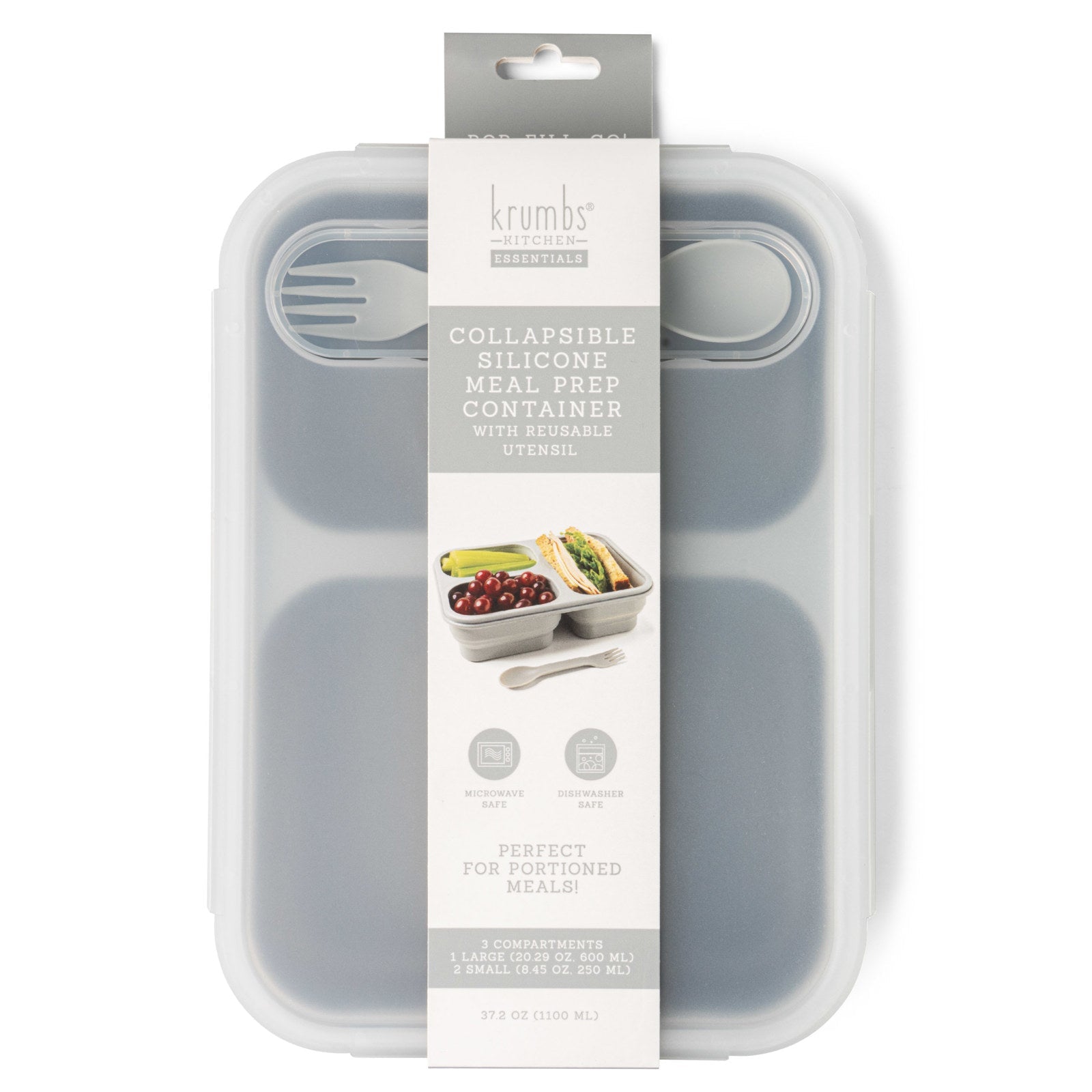 Krumbs Kitchen Collapsible Silicone Meal Prep Container - Black