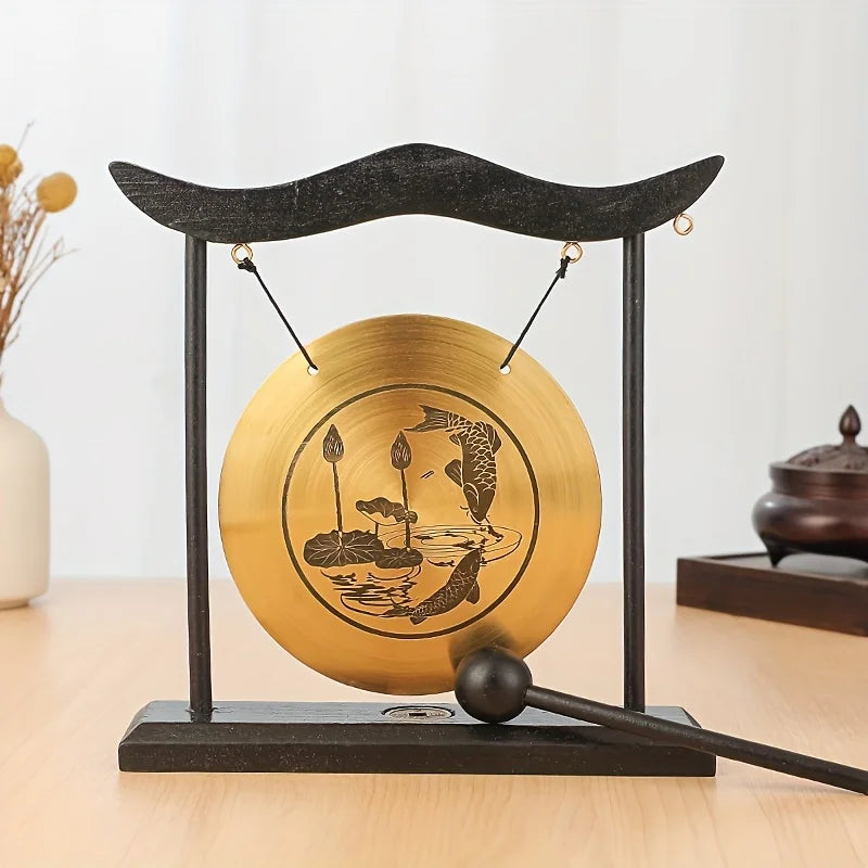 Bronze Meditation Gong with Wooden Frame and Mallet
