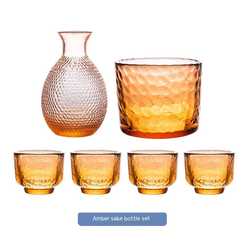 Japanese Hammered Glass Wine & Sake Set – 6-Piece