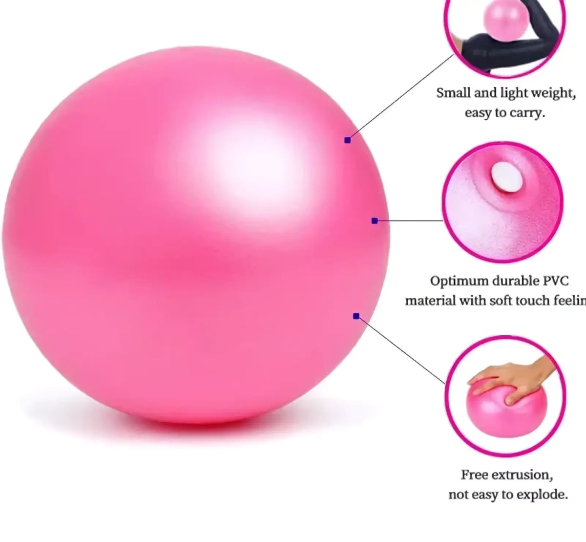 25cm Pink Fitness Yoga Ball Core Exercise