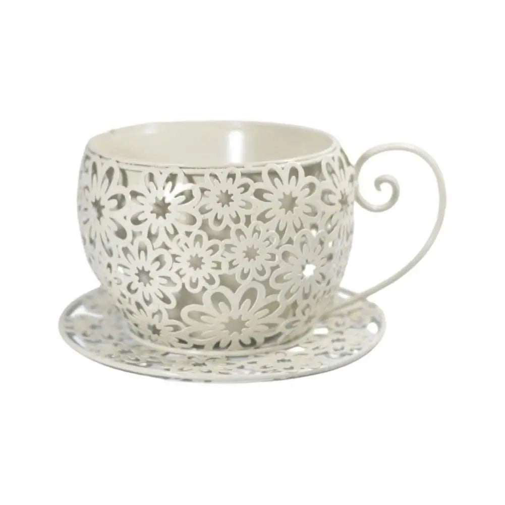 Teacup-Shaped Floral Cutout Planter – Decorative Indoor & Outdoor Accent