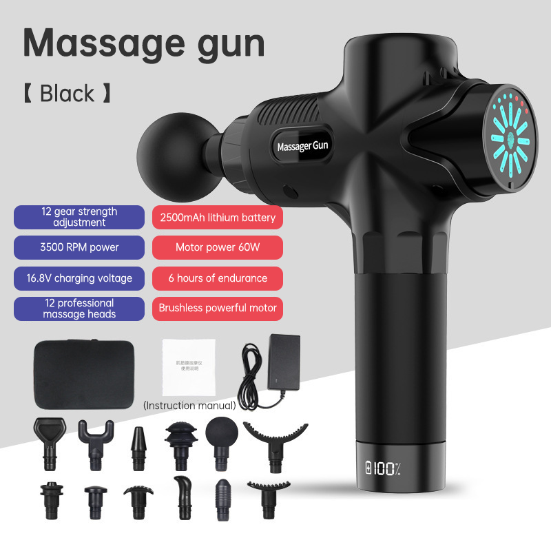 24V LCD Touch Adjustment Mini Massage Gun With LCD Display; 2 Gears; Deep Tissue Fascia