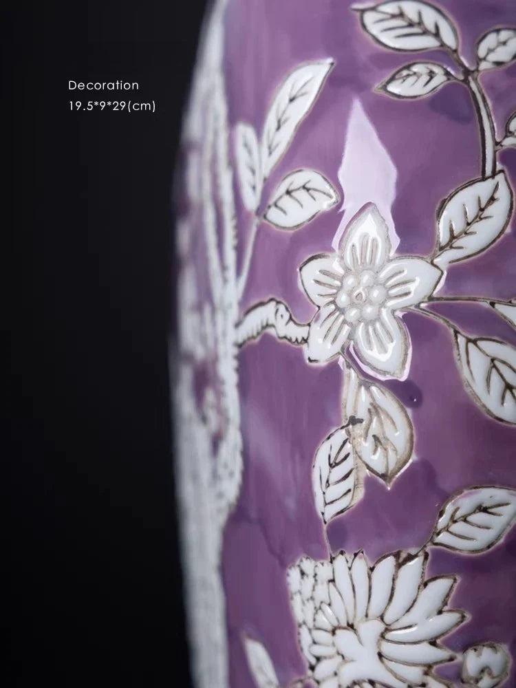 “Nirvana” Phoenix Relief Flat Vase