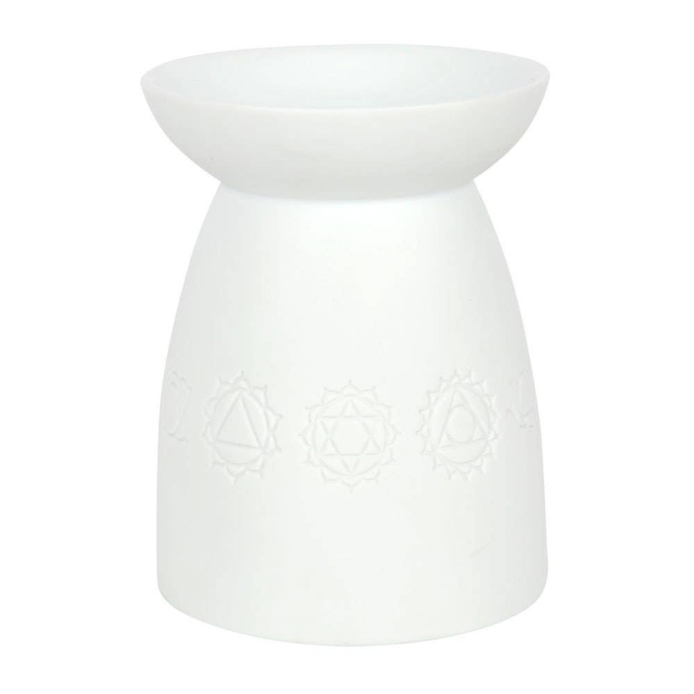 White Ceramic Seven Chakra Tealight Wax Warmer