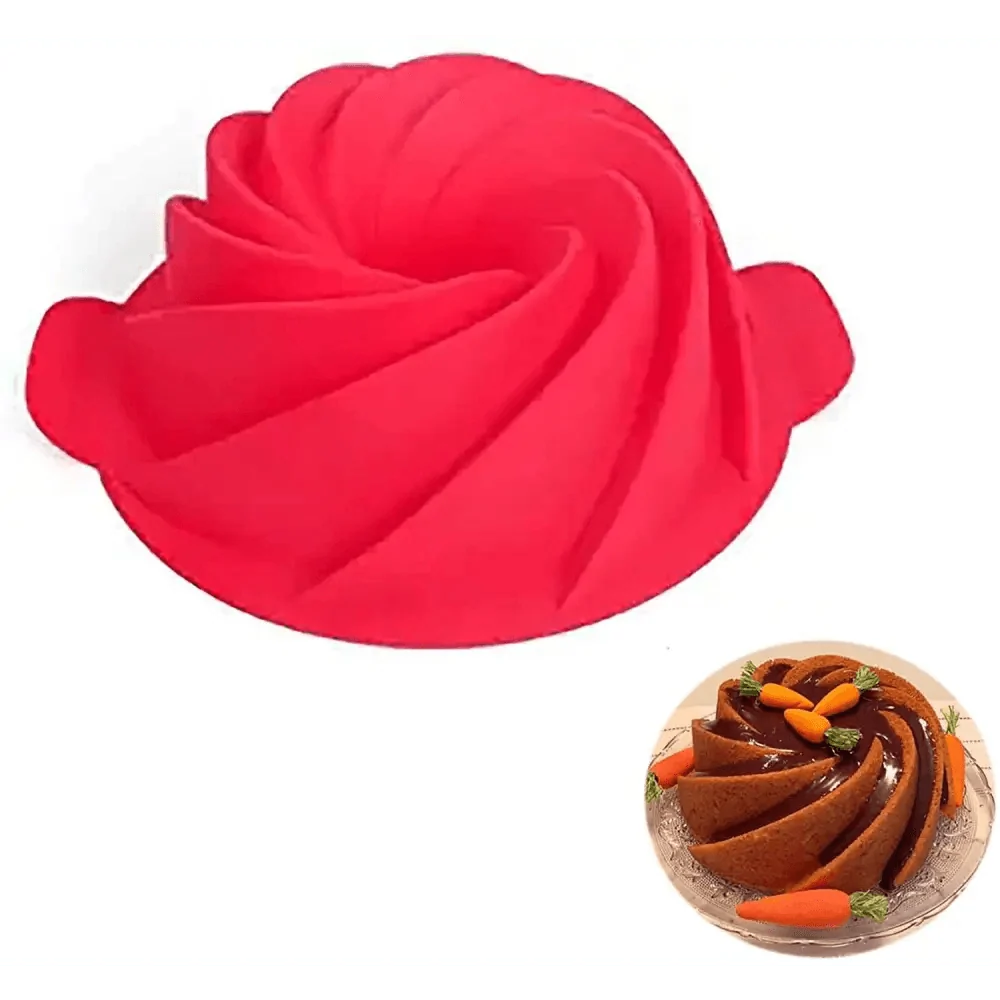 2 PCS New Luxury Large Spiral shape silicone Bundt Cake Pan 10- inch, Bread Bakeware Mold baking Tools Cyclone Shape Cake Mould  Baking Tool