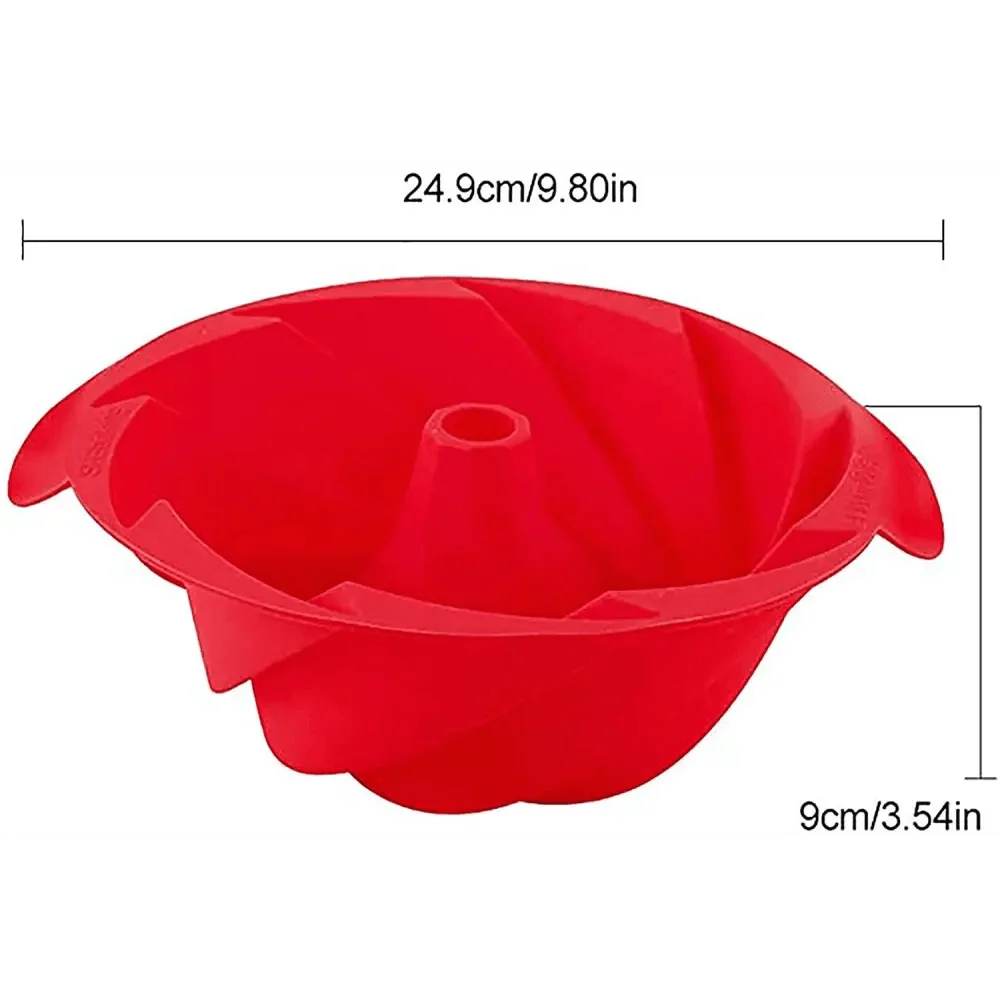 2 PCS New Luxury Large Spiral shape silicone Bundt Cake Pan 10- inch, Bread Bakeware Mold baking Tools Cyclone Shape Cake Mould  Baking Tool