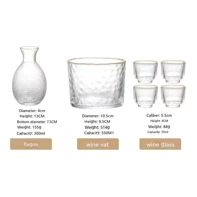 Japanese Hammered Glass Wine & Sake Set – 6-Piece