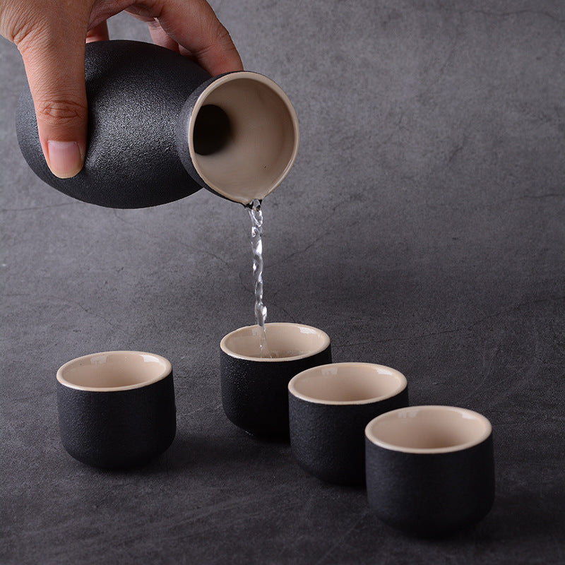 Japanese and Korean Ceramic Wine Set - Seven Pieces
