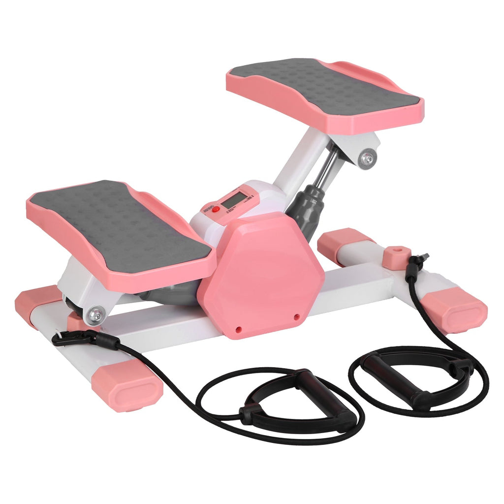 Mini Stepper Stair Stepper With Resistance Bands Quiet Workout Stepper with Digital Timer Max 330.7LBS Load for Home