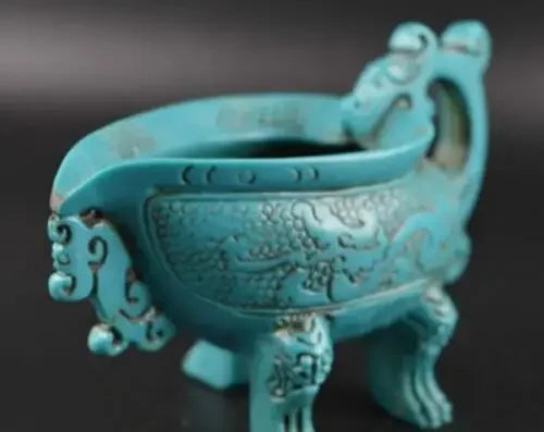 Carved Totem Flying Dragon Incense Burner – Auspicious Bronze-Finish Censer