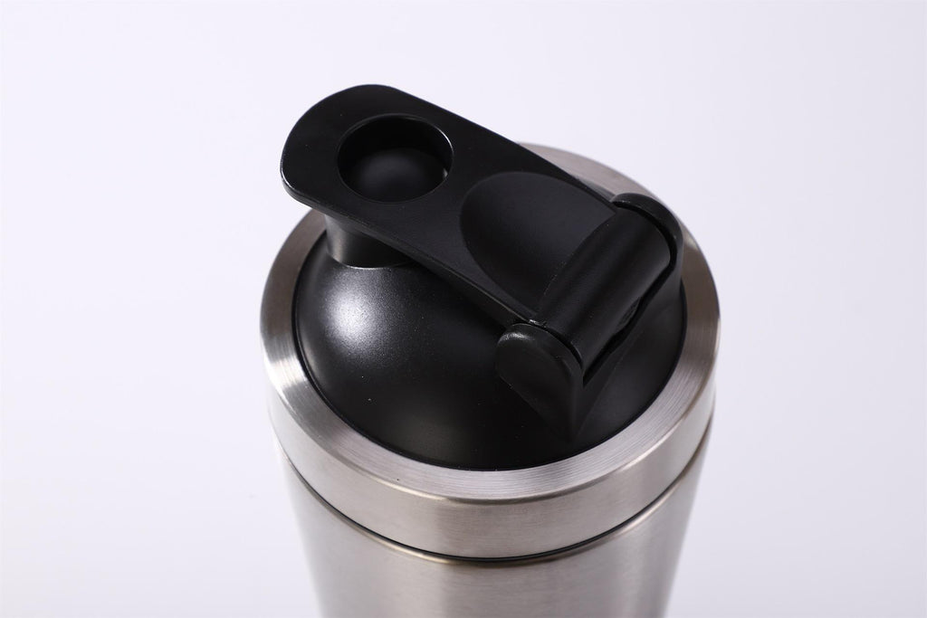 Protein shaker bottle 304 stainless steel single layer sports cup shaker with lids and shake ball