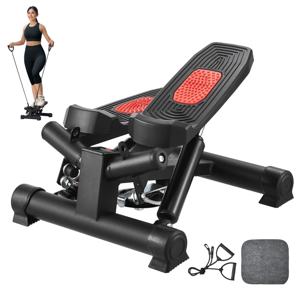 Stair Stepper, Mini Stepper for Exercise at Home, Hydraulic Fitness Twist Stepper with Resistance Bands, Full Body Workout Cardio Equipment, Stair Climber with LCD Monitor, 330LBS Load Capacity