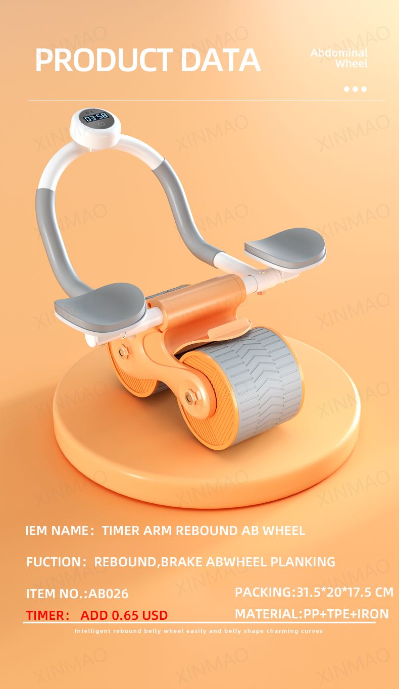 Indoor Home Exercise Flat Elbow Supporter 2 Wheel Ab Trainer Automatic Rebound Abdominal Wheel Roller