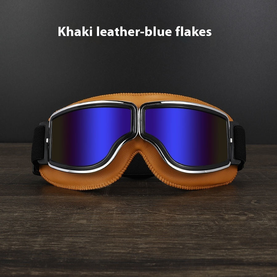 Men’s Retro Motorcycle Goggles with Adjustable Strap for Outdoor Sports