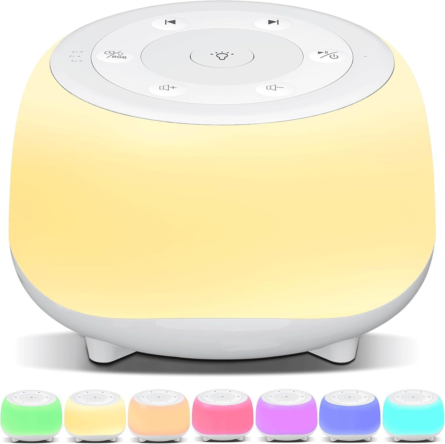 Portable Sound Machine with White Noise, Night Light, and Speaker for Soothing Sleep and Relaxation