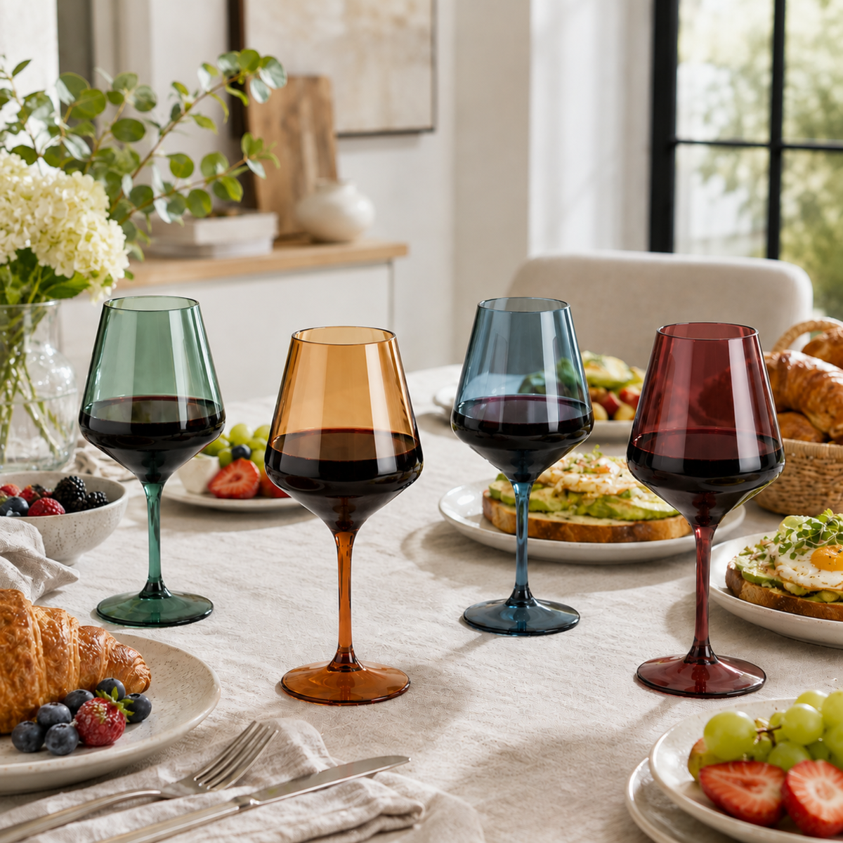 Floating Shatterproof Wine Glasses | Muted Colors | Set of 4, 16 oz