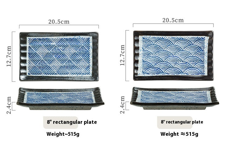 Rectangular Japanese Style Sushi Sashimi Plate and Cup