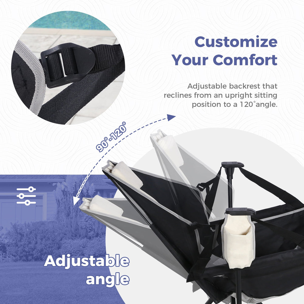 Ainfox 2PCS  Adults Heavy Duty Camping Chair High Back Folding Chair with Thickened Steel FramePadded Portable Outdoor Chair
