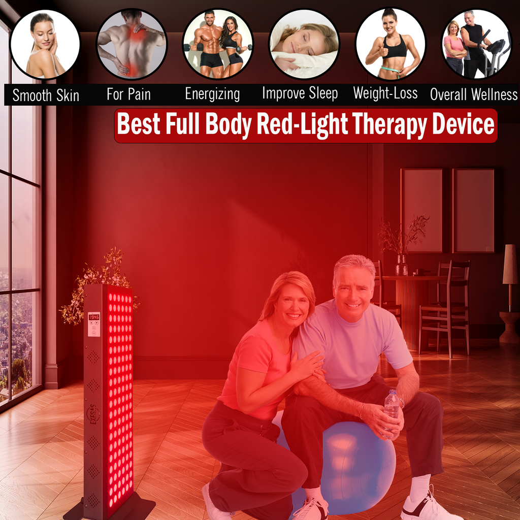 EXESAS 120 LED, 600W Dual-Chip, Red Light Therapy Device for Full Body, 4-Wavelengths Infrared LED Panel for Skin, Weight, Pain, Wellness