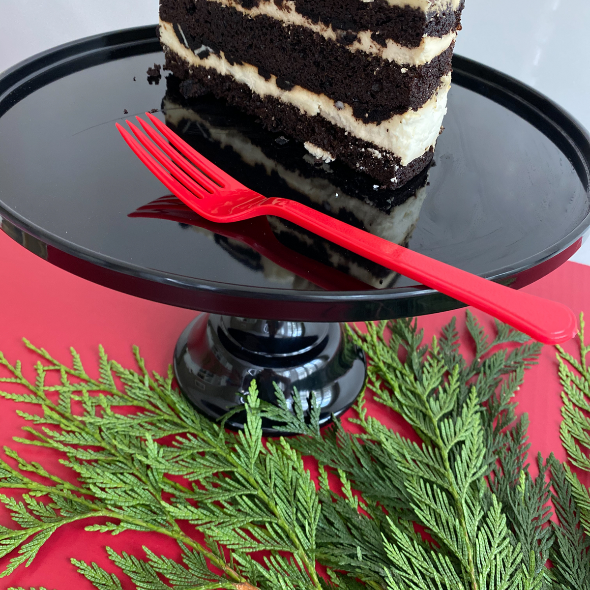 Black Melamine Pedestal Cake Stand – 11.5" Round Dessert Display Stand