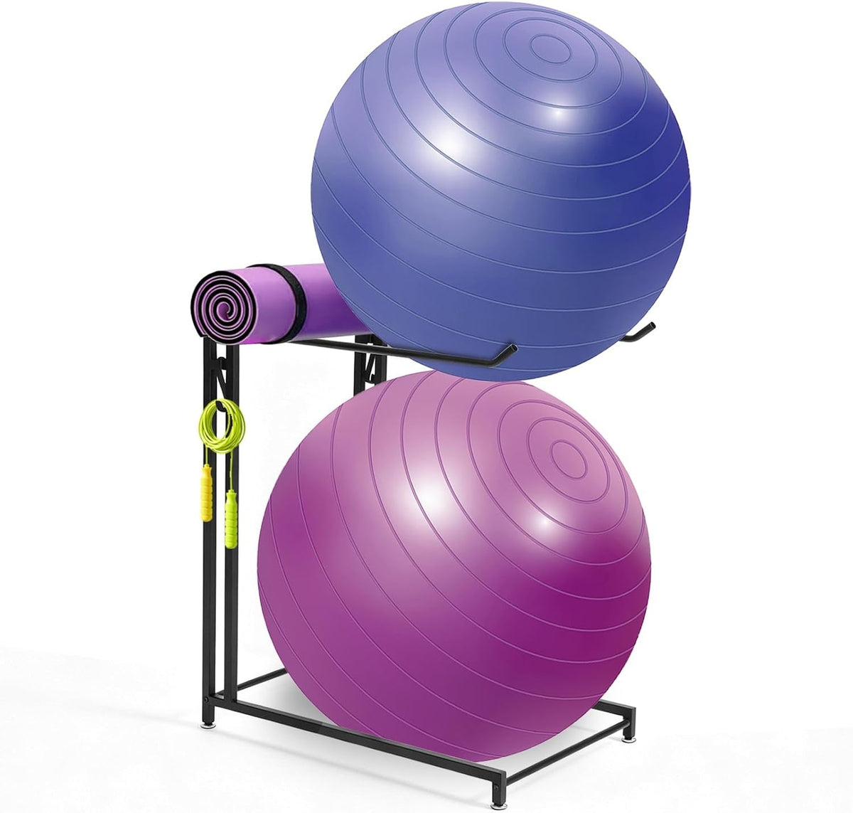 Exercise Ball Storage Rack with Hooks – Home Gym Organizer