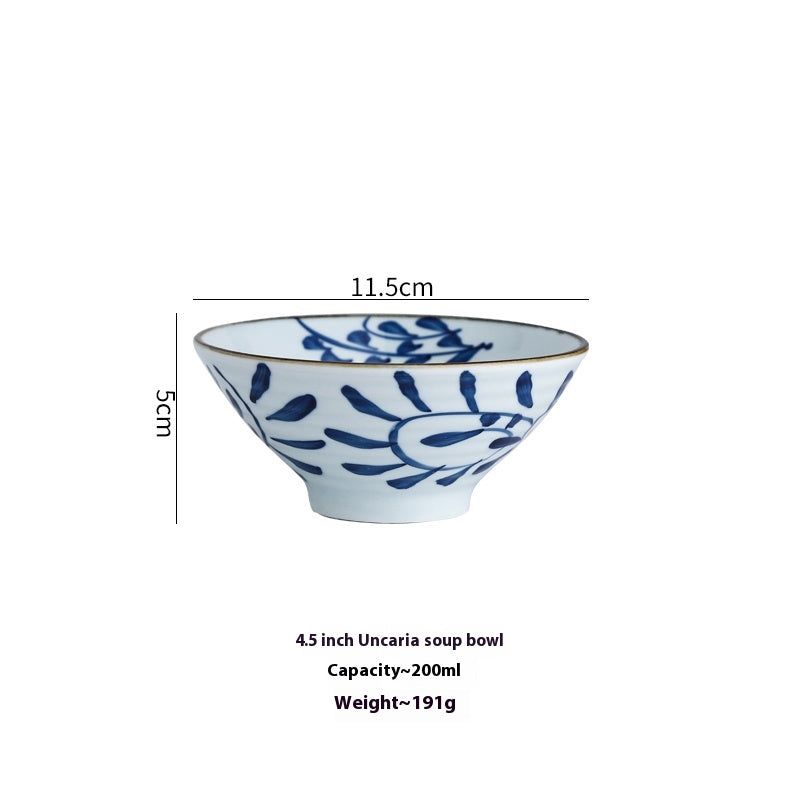 High Temperature Underglaze Ceramic Bamboo Hat Style Soup Bowl