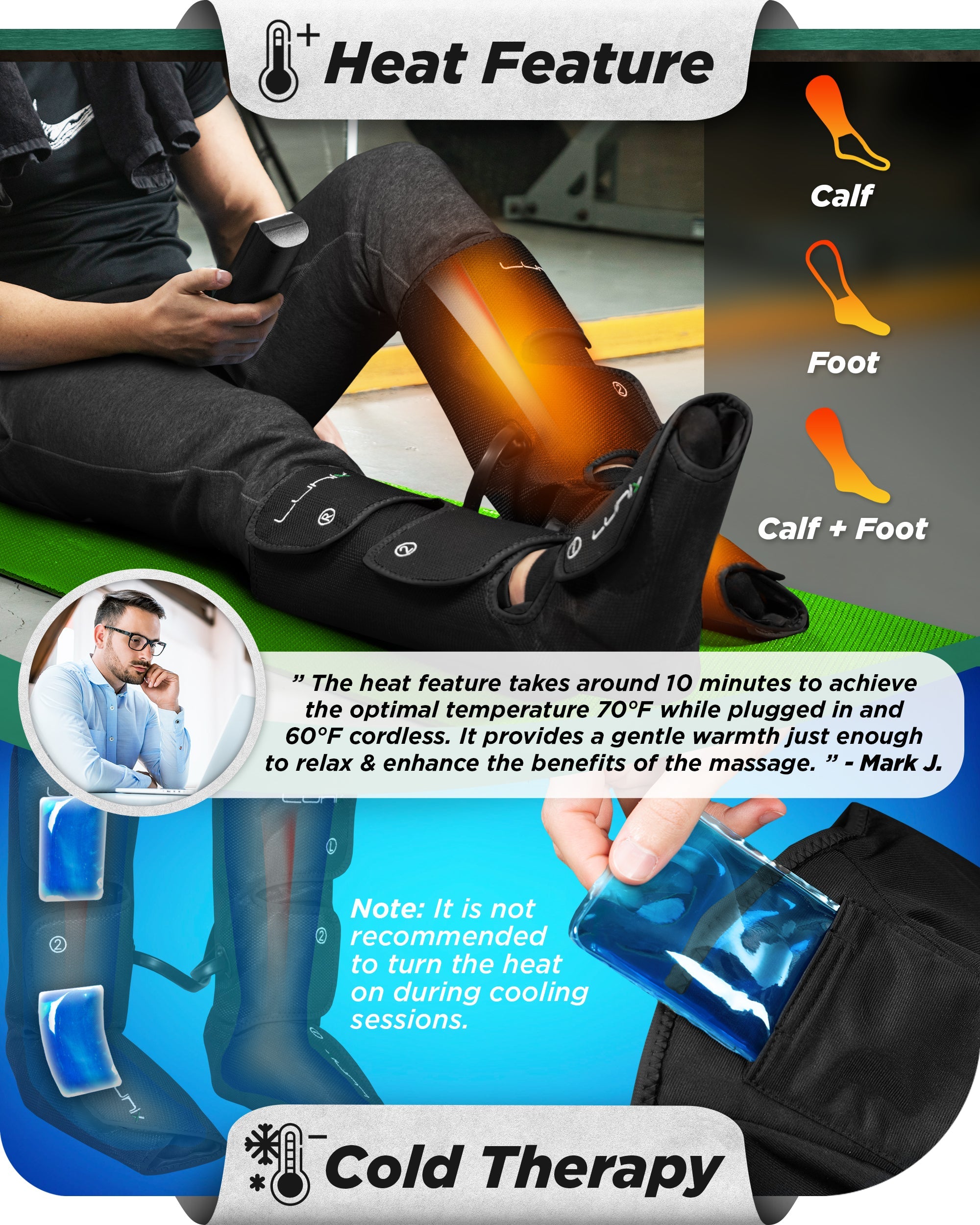 LX1 Foot and Calf Compression Massager, Charcoal Black, for heaviness, fatigue, mild swelling