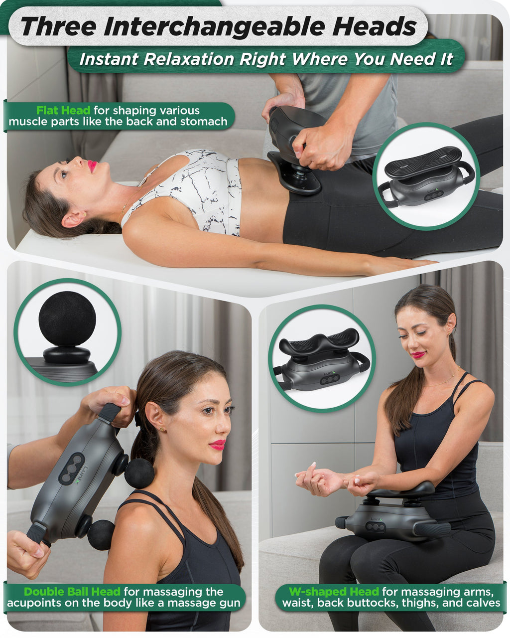 LX26 2 Head Deep Tissue Massager, Charcoal Black