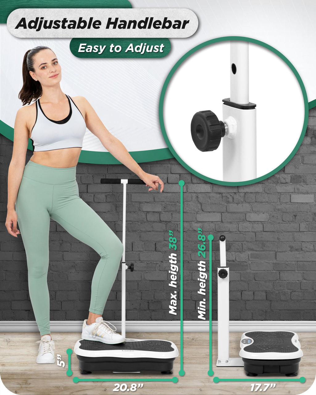 LX18 Vibration Plate, Pearl White, to activate muscles, improve strength, increase balance
