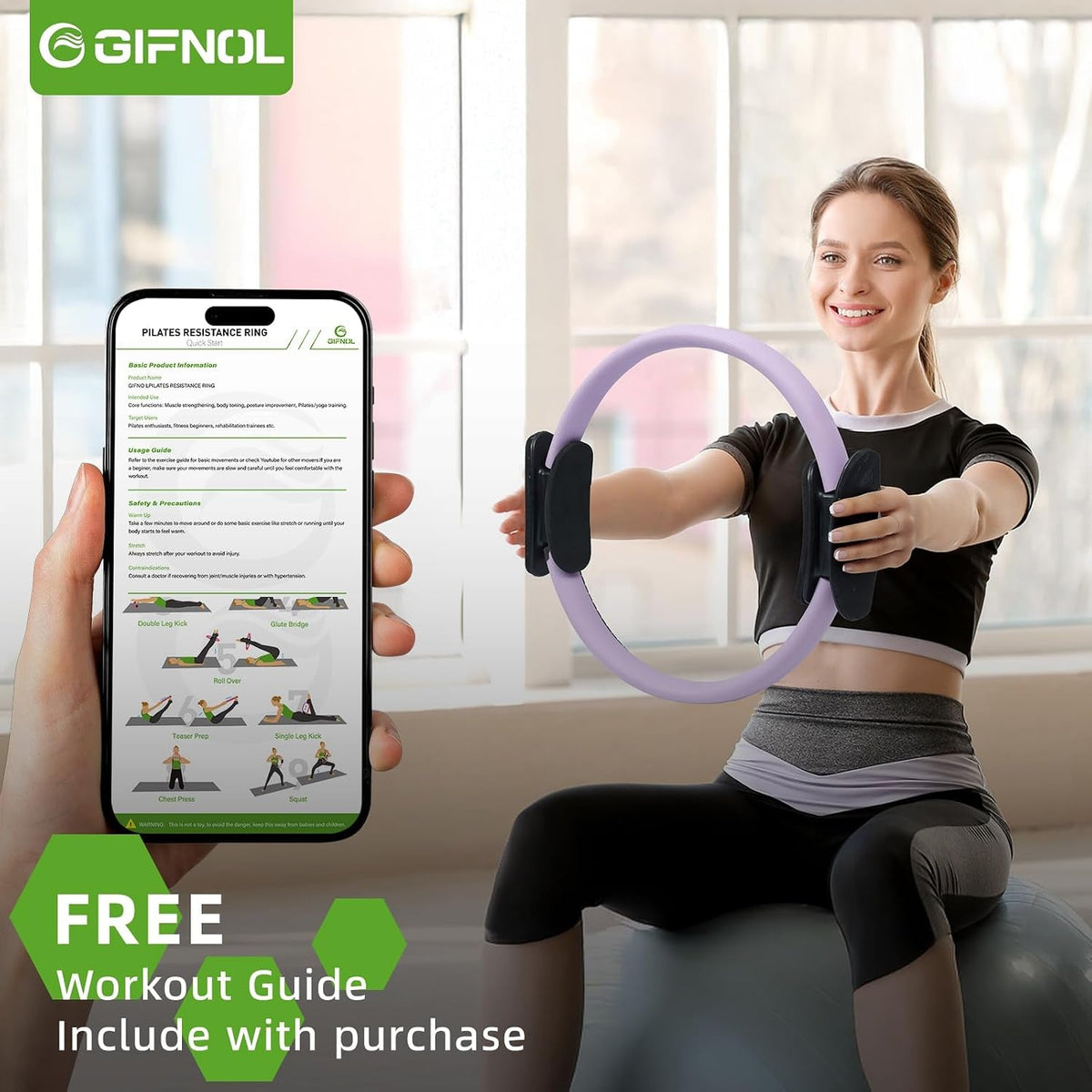 Pilates Ring & Ball Set – 2 Rings, 2 Exercise Balls & 5 Bands